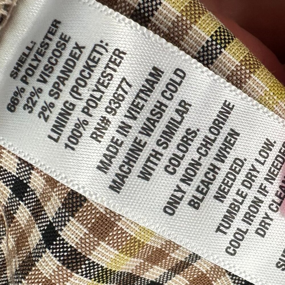 New! Worthington Plaid Shorts High Waisted Belted Pleated Sz 16 MSRP: $40 Tan .. - Picture 5 of 12